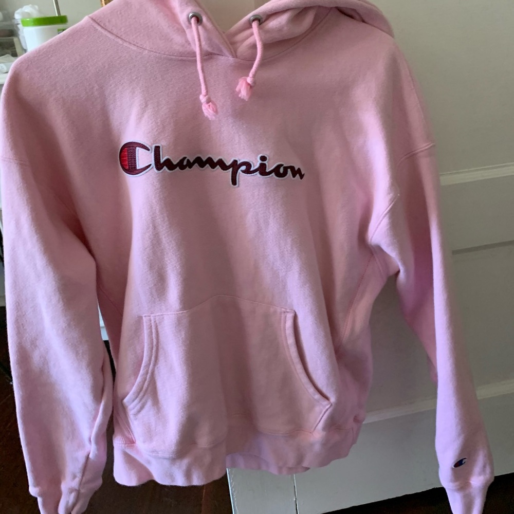 pink champion hoodie